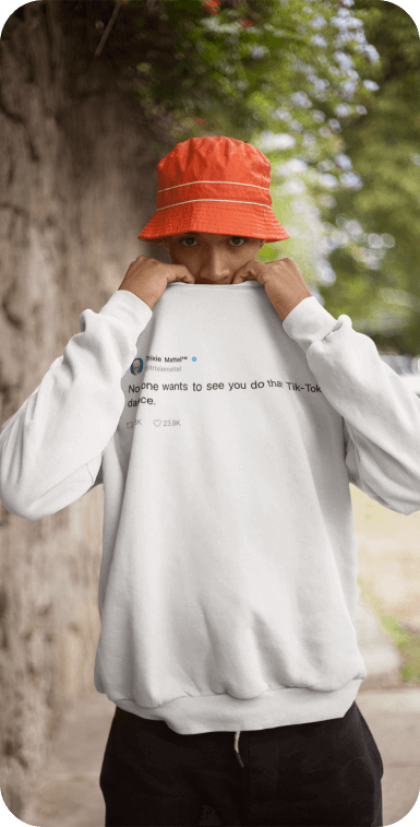Post on sweatshirt