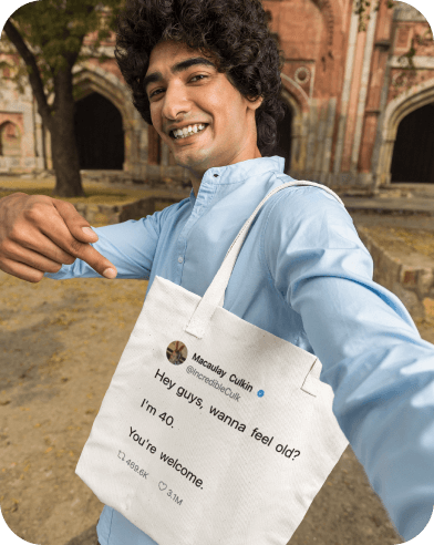 Post on tote bag